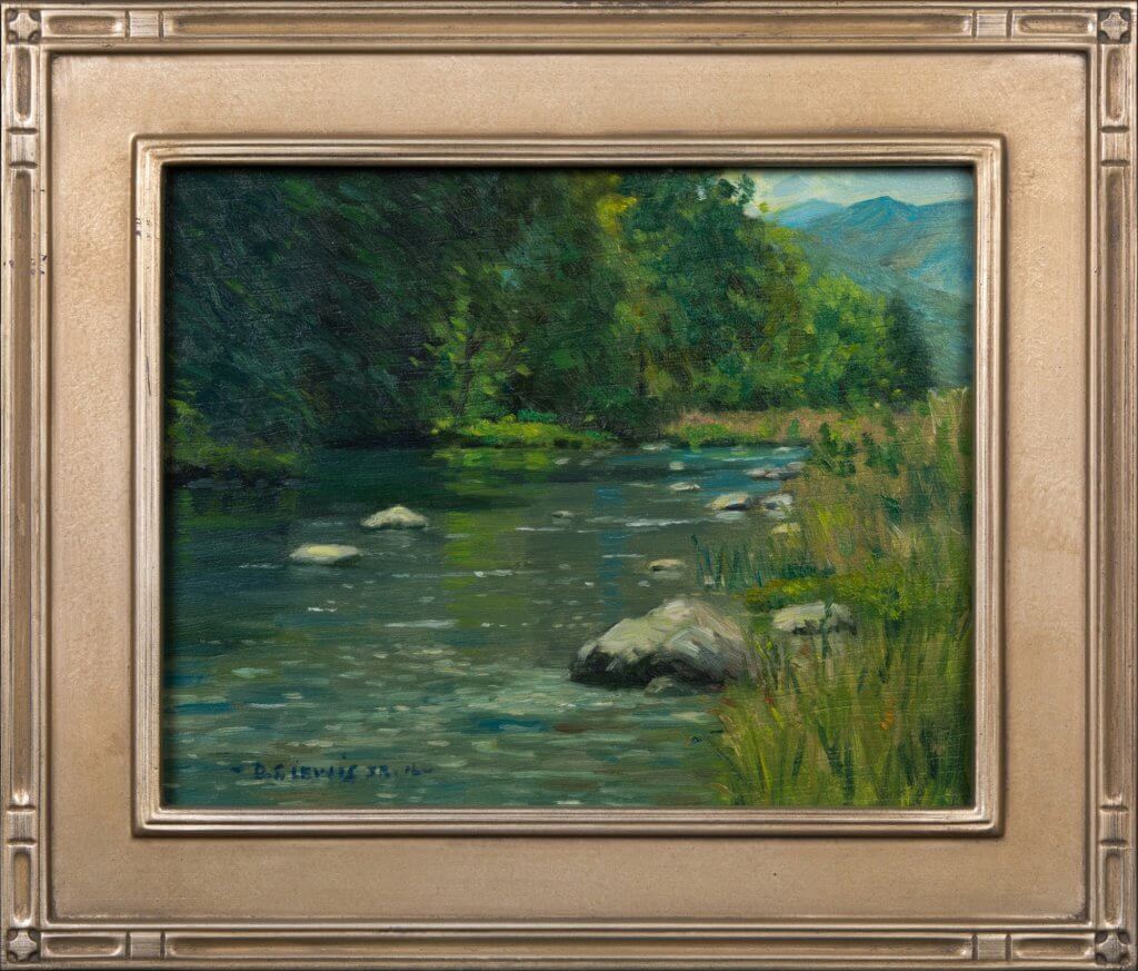 Donald S. Lewis, Jr. - Down Stream with Rocks - Oil on Panel - 8x10 - Framed