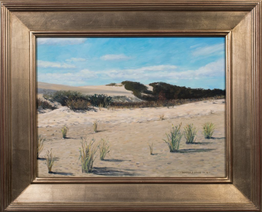 Donald S. Lewis, Jr. - Marching Grasses, Kill Devil Hills - Oil on Panel - 12x16 - Framed