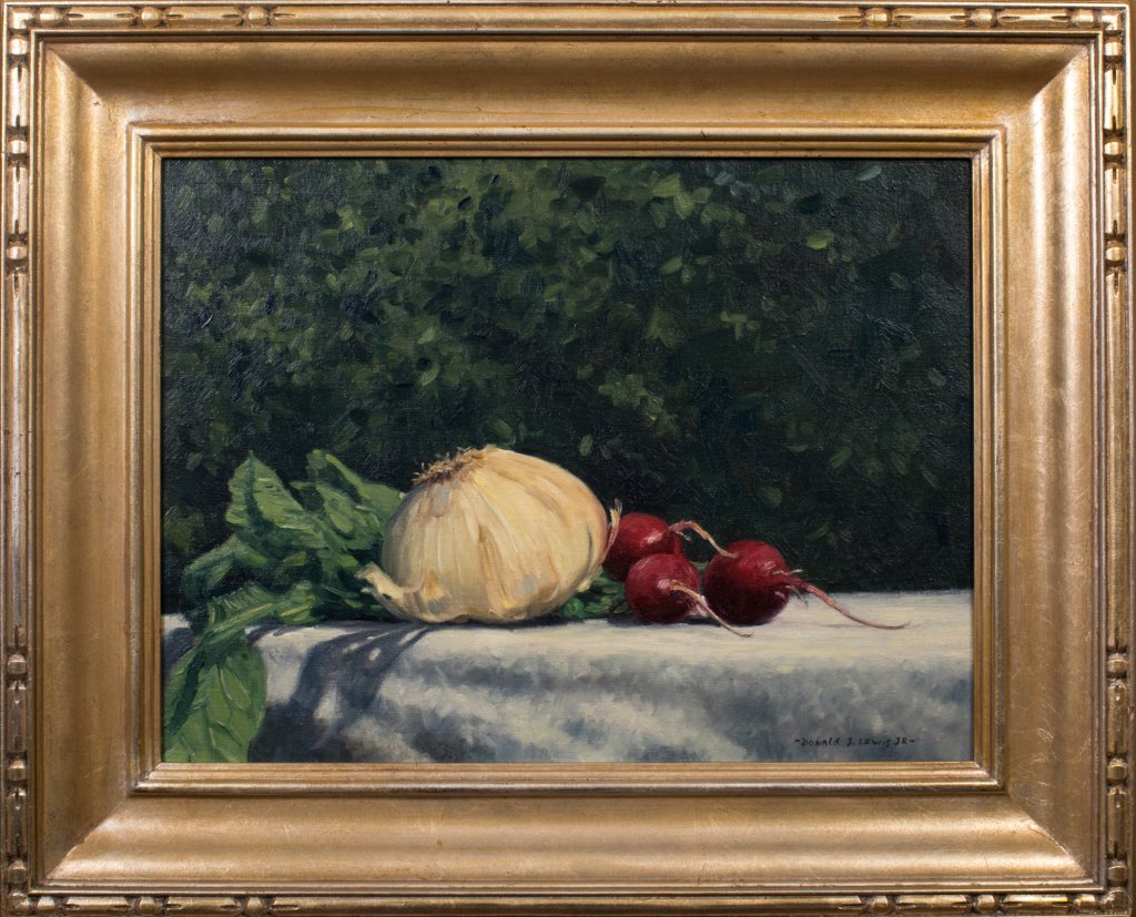 Donald S. Lewis, Jr. - Still Life with Radishes and Onion - Oil on Canvas - 12x16 - Framed