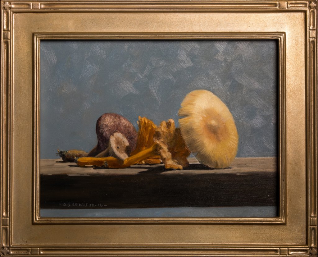 Donald S. Lewis, Jr. - Still Life with Woodland Mushrooms - Oil on Panel - 9x12 - Framed